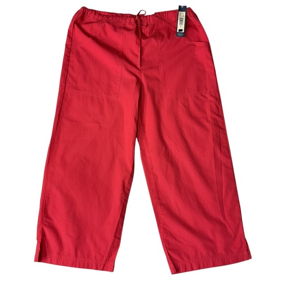Cherokee Elastic‎ Waist Drawstring Scrub Pants Amarylis Red Size Small NWT - Picture 1 of 10